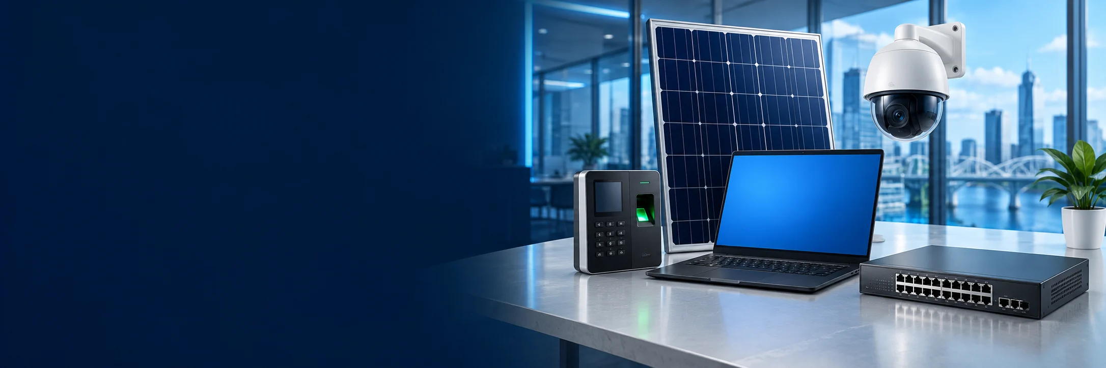 Équipements solaires, caméras de sécurité et matériel réseau